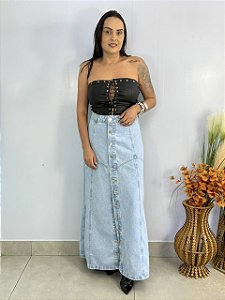 Saia Jeans Longa Ice