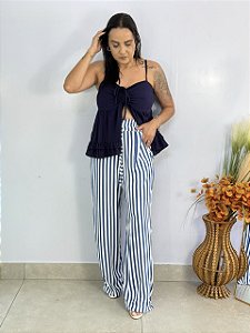 Calça Listras Azul