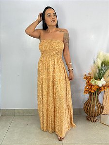 Vestido Visc. Sarjada Laranja Samira