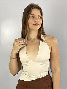 Cropped Poliamida Cris Areia