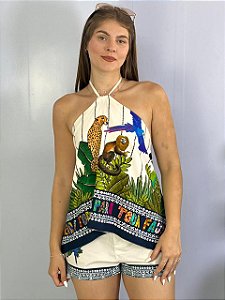 Cropped Frente Unica Off\Verde Valentina