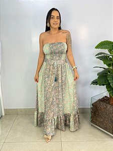 Vestido Indiano Verde\Rosa Lastex