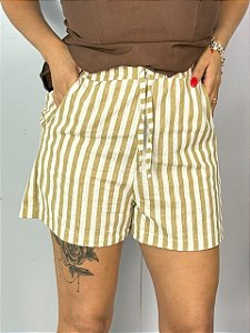 Short Linho Listrado Nude