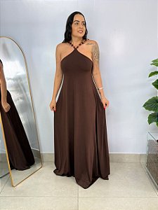 Vestido Longo Perola Marrom