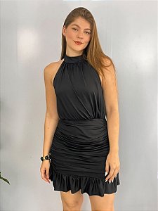 Vestido Curto Poliamida Keith Preto