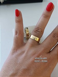 Par de Alianças 6mm Friso + Pedra