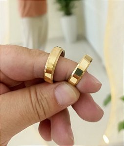 Par de Alianças 6mm Chanfradas