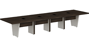 MESA DE REUNIÕES 12-14 LUGARES COM 04 CAIXAS DE TOMADAS PLÁSTICA E TAMPA METÁLICA - EDGE