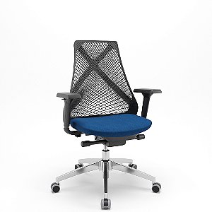 CADEIRA BIX PRESIDENTE PRETA ASSENTO AZUL - PLAXMETAL