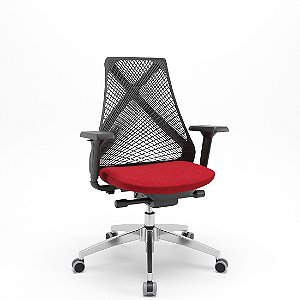 CADEIRA BIX PRESIDENTE PRETA COM ASSENTO VERMELHO - PLAXMETAL