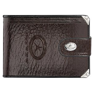 CART. MÉDIA 100% COURO NOBRE LEGÍTIMO COM FECHO - CÓD. 1003FN C/C