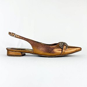CATARINA - SLINGBACK BRONZE COM LAÇO EM MANTA DE STRASS 1826