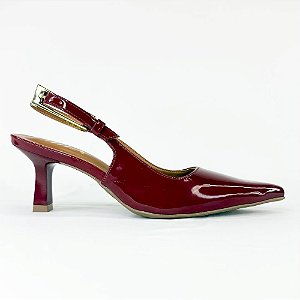 JULIETE - SCARPIN FEMININO EM VERNIZ VERMELHO COM FIVELA 1825