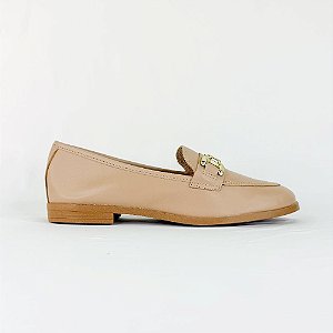 ELOISE - MOCASSIM FEMININO  NUDE EM COURO LISO 1865