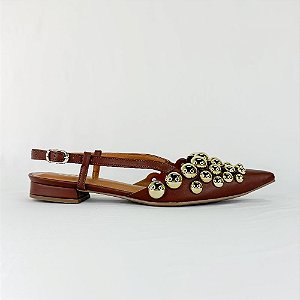 MARIANA - SLINGBACK FEMININO COM APLICAÇÕES DE ESFERAS DOURADAS 1850