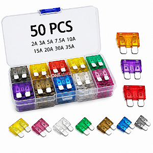 KIT COMPLETO DE FUSÍVEIS AUTOMOTIVO 50 PCS