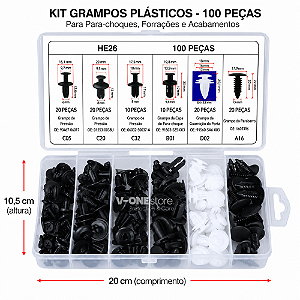 KIT 100 GRAMPOS DE FIXAÇÃO AUTOMOTIVO