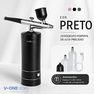 AERÓGRAFO PORTÁTIL RECARREGÁVEL COM COMPRESSOR BICO 0,3MM