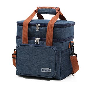Bolsa Térmica Com Alça Transversal 2 Compartimentos Cor:Azul