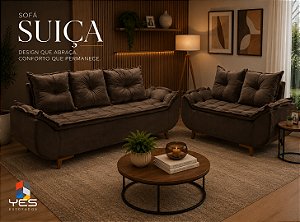 Conjunto Estofado Suíça 2 e 3 Lugares