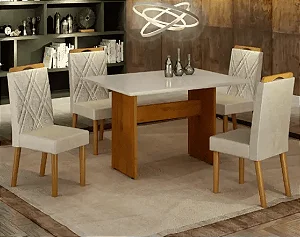 Conjunto Mesa Uai Isis 120x90cm com 4 Cadeiras