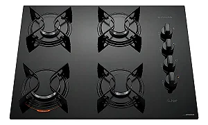 Fogão Cooktop 4 Bocas Atlas Preto Vidro Bivolt