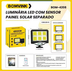 Luminária Solar LED com Sensor de Presença – BOMVINK BOM-4208
