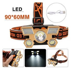 Lanterna de Cabeça 5 LEDs – Super Brilhante e Recarregável!