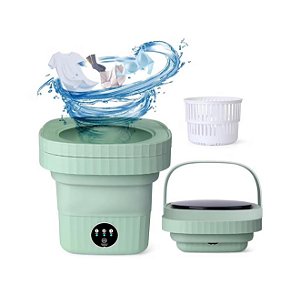Mini Lavadora Portátil Dobrável – 11L | Cor Verde