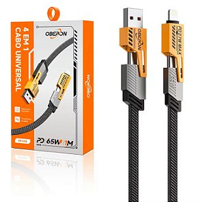 Cabo USB 4‑em‑1 65 W PD Oberon – Turbo e Versátil