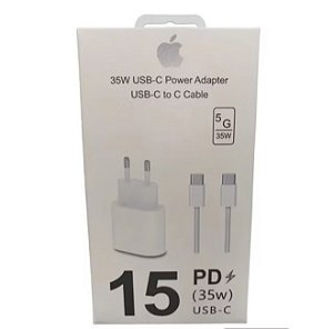 Carregador 35w Completo Iphone 15 Adaptador Caixinha Tomada Fonte 35 + Cabo 35W