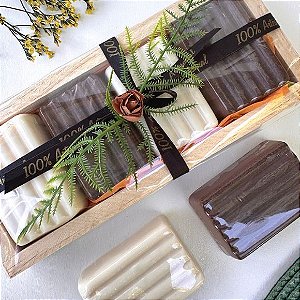Kit Sabonetes Canelados de Chocolate e Chocolate Branco