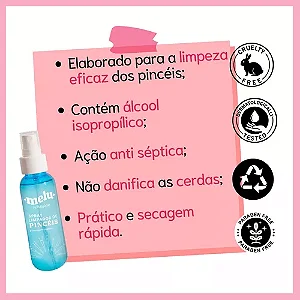 Spray Limpador de Pincéis Melu Ruby Rose 100ml