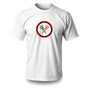 Camiseta Umbanda - Estampa Esquerda Tridentes Coloridos Cruzados