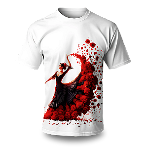 Camiseta Umbanda - Estampa Esquerda Pombo Gira Rosa Vermelha