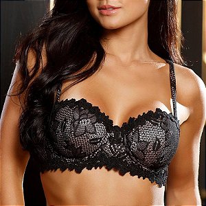 Sutiã TQC construído em renda Grapefruit e detalhes em guipir , alças reguláveis removíveis