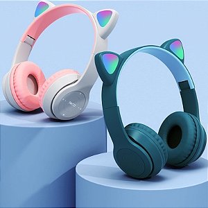 Fone De Ouvido Bluetooth Gatinho LED