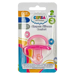 Chupeta de Silicone Confort assimétrica azul/rosa - 6 meses - tamanho 2