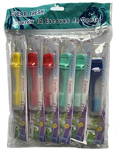 Pacote com 12 Escovas de Dente para Viagem - Macia - Clear Fresh
