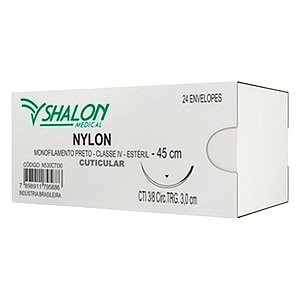 Fio de Sutura Nylon 6 - 0 Ag 20 Unidade - Shalon