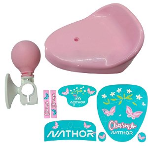 Kit Banco Mais Adesivo Buzina Para Triciclo Infantil Nathor Assento Selim