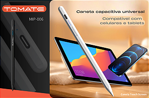 Caneta Capacitiva Tomate MIP-006 Recarregavel USB-C / Magnetico / Para iOS / Andorid / Windows