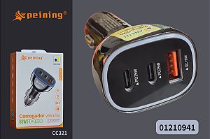 Carregador veicular 68W PD+QC3.0 Turbo pei-cc321