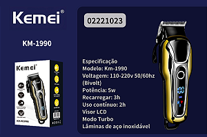 Máquina de Cortar Cabelo Profissional Km-1990