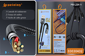 Cabo de Dados Peining PEI-J24-1 Alta Resistência e Carregamento Rápido