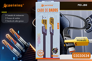 Cabo de Dados 4 em 1 PEI-J80 Carregamento Rápido e Versatilidade