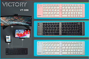Teclado Bluetooth Dobrável VT-086 | Ultra Slim, Portátil e Eficiente