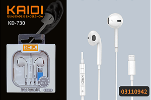 Fones de ouvido estéreo Kaidi KD-730 Lightning