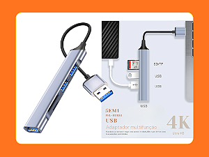 Adaptador Multifunção 5 em 1 HD 4K PEI-HUB24
