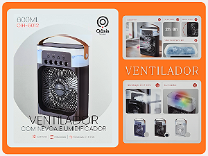 Ventilador com névoa e umidificador 600ml OIH-6012